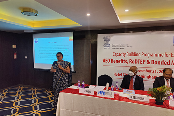 Ms. Vanashree Hullanannavar, IRS, Deputy Commissioner Customs, Bengaluru, making a presentation