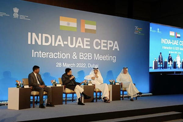 Hon’ble Commerce and Industry Minister, Government of India Mr Piyush Goyal addressing India-UAE Interaction & B2B Meeting in Dubai. EEPC India is the lead agency for B2B.